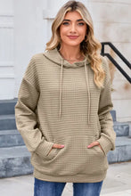 Dropped Shoulder Pocketed Hoodie Khaki Woman Sweatshirts