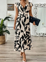 Printed Surplice Wrap Midi Dress Dust Storm Woman Casual Dress