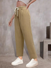 Tie Waist Straight Leg Pants Woman Pants