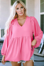 V-Neck Babydoll Top Woman Blouses