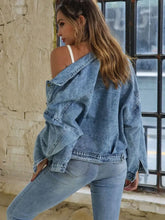 Button Down Drop Shoulder Denim Jacket Woman Outerwear