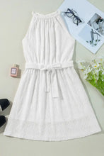 Lace Sleeveless Tied Waist Mini Dress Woman Casual Dress
