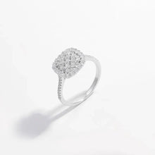 925 Sterling Silver Inlaid Zircon Square Shape Ring Rings