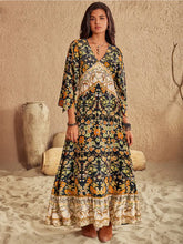 Floral V-Neck Midi Dress Woman Maxi Dress