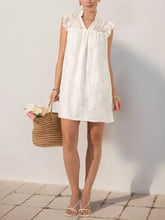 Lace Notched Cap Sleeve Mini Dress Casual Dresses