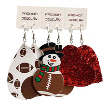 Snowman, Ball, and Heart Earrings Set Style A One Size Earrings