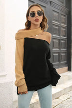 Ribbed Off-Shoulder Lantern Sleeve Pullover Sweater Sweater Pullovers
