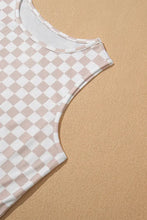 Ribbed Texture Checkered Print Tank and Pants Set Woman Loungewear Sets