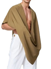 Men's Full Size Pocket Patched Draped Asymmetrical Hem Cape Plus Size Mens Tops