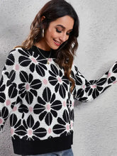 Floral Round Neck Long Sleeve Sweater Sweater Pullovers