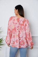 Floral Smocked Tassel Tie Balloon Sleeve Blouse Woman Blouses