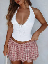 Lace Detail Halter Neck Cami White Tanks & Camis