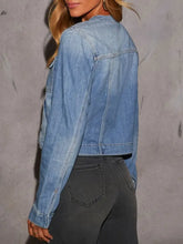 Snap Down Dropped Cargo Denim Jacket Woman Denim Tops