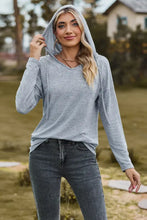 Drawstring Dropped Shoulder Hooded T-Shirt Light Blue Woman T Shirts