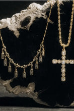 Brass Inlaid Zircon Cross Pendant Necklace Fashion Jewelry