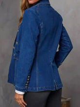 Collared Neck Long Sleeve Denim Jacket Woman Outerwear