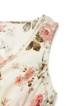 Printed Ruffled Hem V-Neck Sleeveless Dress Woman Casual Dress