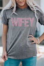 WIFEY Leopard Graphic Short Sleeve Tee Woman T Shirts