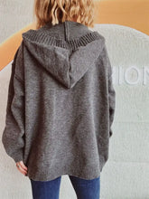 Dropped Shoulder Long Sleeve Hooded Cardigan Woman Outerwear