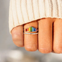 Zircon 925 Sterling Silver Double-Layered Ring Rings
