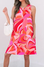 Abstract Floral Print Sleeveless Shift Mini Dress Casual Dresses