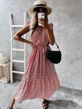 Ruffled Surplice Printed Cap Sleeve Dress Casual Dresses