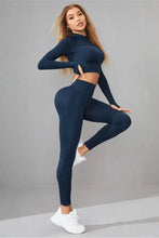 Mock Neck Long Sleeve Top and Pants Active Set Woman Activewear