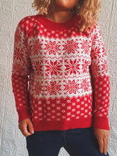 Snowflake Pattern Long Sleeve Sweater Red Sweater Pullovers