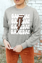 GAME DAY Round Neck Long Sleeve Sweatshirt Gray Woman Sweatshirts