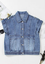 Button Up Cap Sleeve Denim Jacket Woman Denim Tops