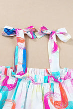 Abstract Print Knotted Straps Ruffled Mini Dress Woman Casual Dress