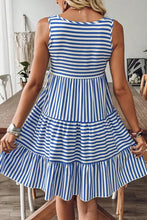 Striped Round Neck Sleeveless Mini Dress Casual Dresses