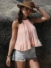 Ruched Peplum Round Neck Tank Tanks & Camis