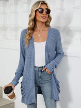 Pocketed Open Front Long Sleeve Cardigan Woman Outerwear