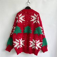 Snowflake Round Neck Long Sleeve Sweater Sweater Pullovers
