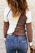 Color Block Round Neck Long Sleeve T-Shirt Woman T Shirts