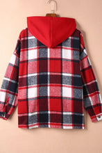 Plaid Button Up Hooded Shacket Woman Outerwear