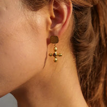 Gold-Plated Stainless Steel Cross Shape Earrings Earrings