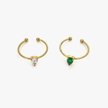 2-Piece 18K Gold-Plated Inlaid Zircon Open Ring Fashion Jewelry