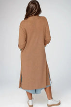 Open Front Long Sleeve Longline Slit Cardigan Woman Outerwear