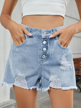 Distressed Raw Hem Denim Shorts Light Blue Denim Shorts