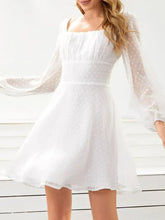 Swiss Dot Long Sleeve Mini Dress Casual Dresses