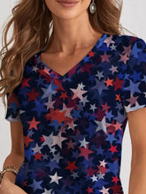 Star V-Neck Short Sleeve T-Shirt Woman T Shirts