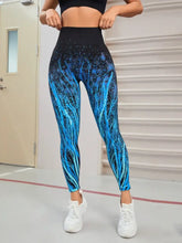 Seamless Printed High Waist Active Leggings Flame Blue Woman Leggings