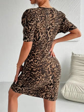 Ruffled Leopard Short Sleeve Mini Dress Casual Dresses