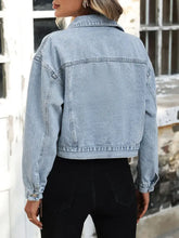 Button Up Denim Jacket with Chest Pockets Woman Outerwear