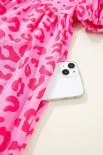 Leopard Tie Front Puff Sleeve Dress Casual Dresses