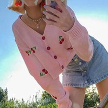 Cherry Button Down Cardigan Woman Outerwear