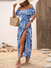 Ruffled Printed Off Shoulder Maxi Dress Casual Dresses