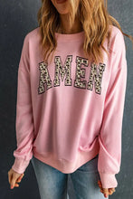 Round Neck Dropped Shoulder AMEN Graphic Sweatshirt Woman Sweatshirts